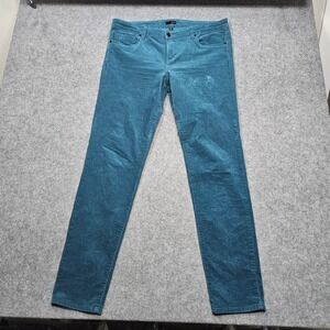 Edyson Hampton Skinny Jeans Womens‎ 32 Long Teal Blue Corduroy Stretch 32x32